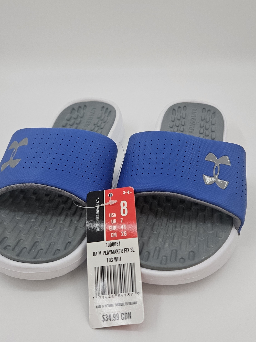 Under Armour Playmaker Fix Slides Sandals Mens Size 8 Blue NWT